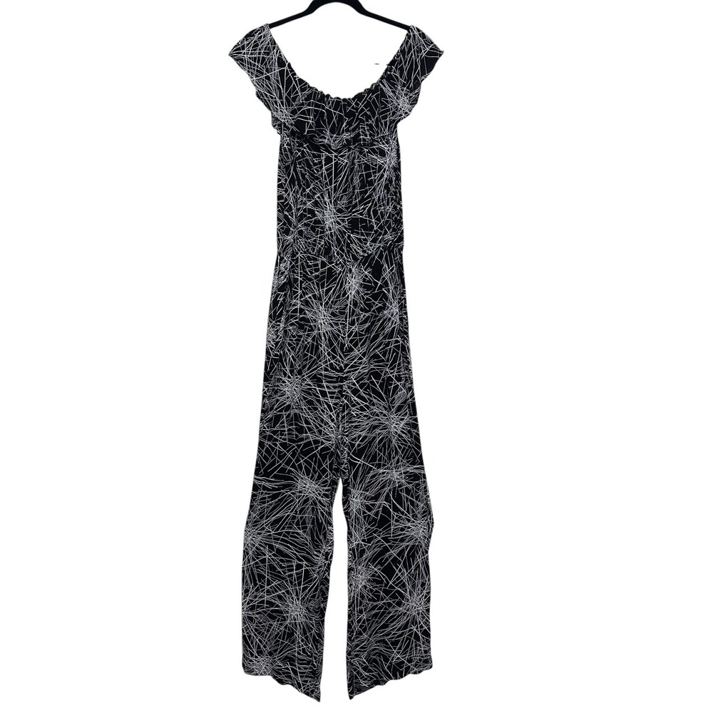 Diane von Furstenberg Adele Light Beam Black Off-the-Shoulder Jumpsuit Size 10